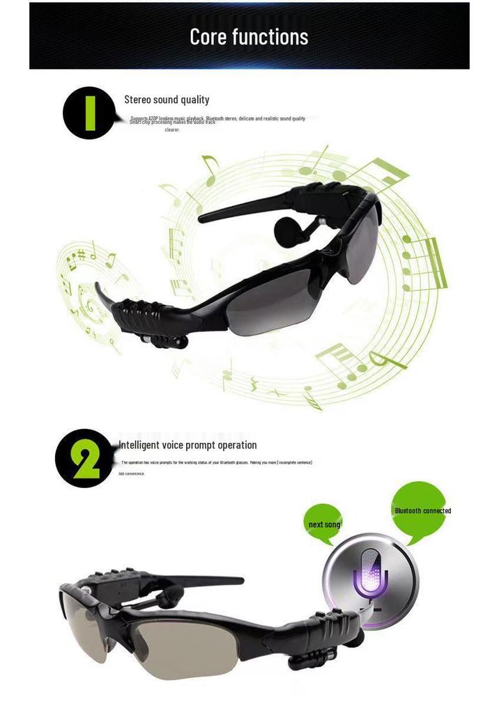 Bluetooth Smart Polarized Sunglasses with Built-in Earphones