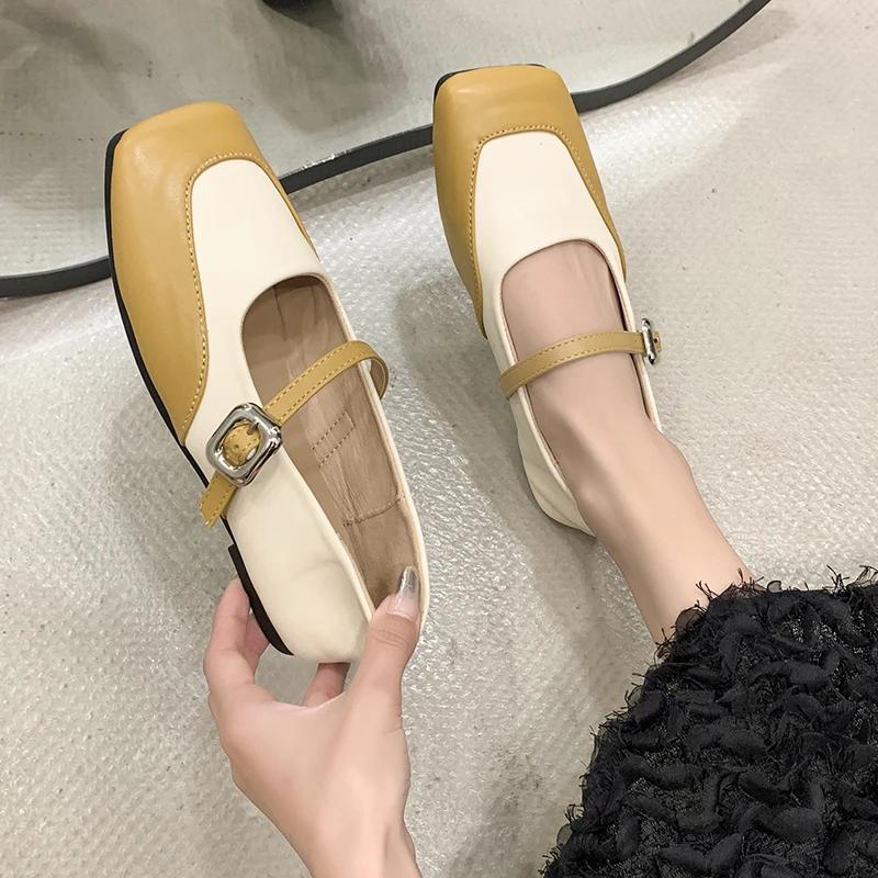 Fashion French Mary Jane Soft Sole Shoes for Women's 2024 Autumn New Women Square Head Shallow Mouth Single Shoes Fashion High Heels