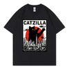 Catzilla Funny Cat Attack Graphic T Shirts Harajuku Japanese Unisexga Short Sleeve Tshirts Unisex Unisex Casual Fashion Loose Tshirt
