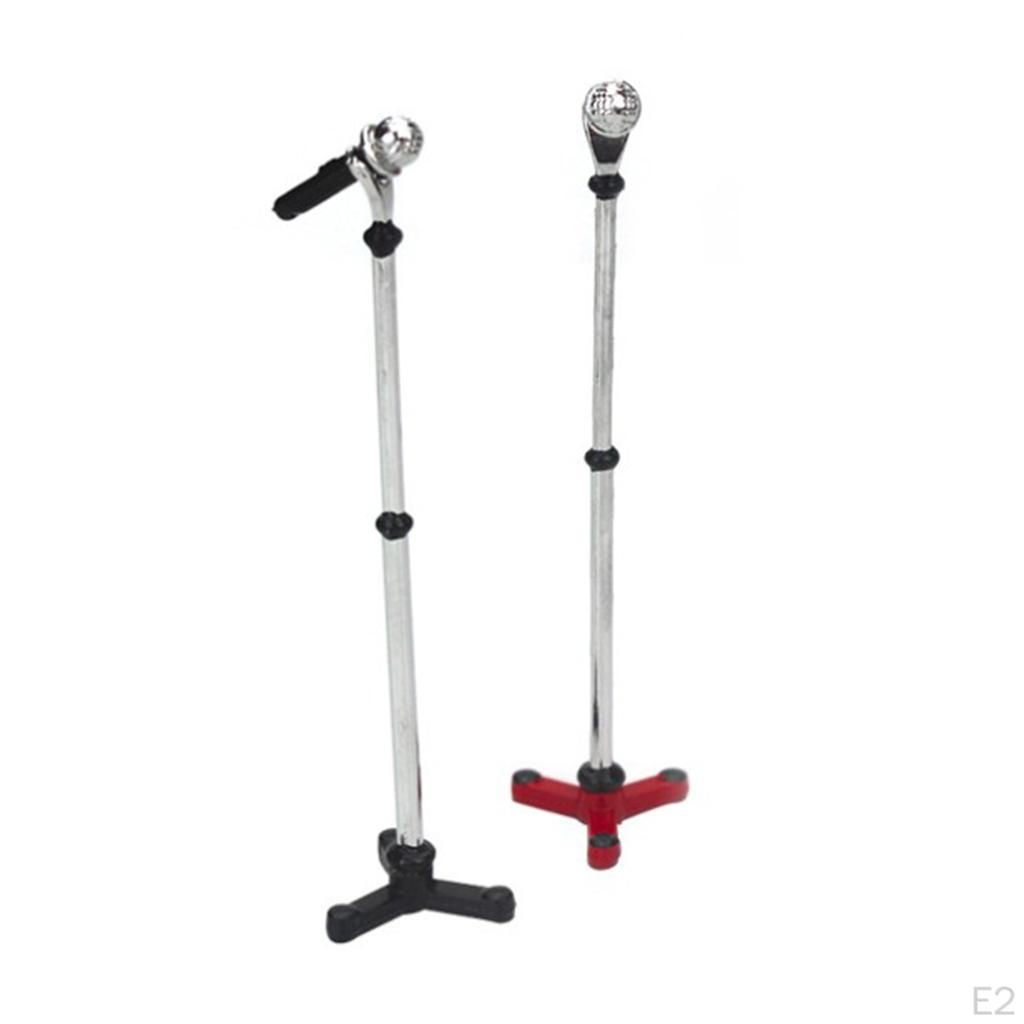 Microphone Dollhouse Miniature Musical Instrument with Stand