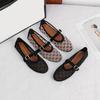 Women's Mesh Ballet Flats Summer Mary Jane Shoes Ballerina Walking Shoes Non-Slip Square Closed Toe Mary Jane Flats with Adjustable Strap Dress Shoes