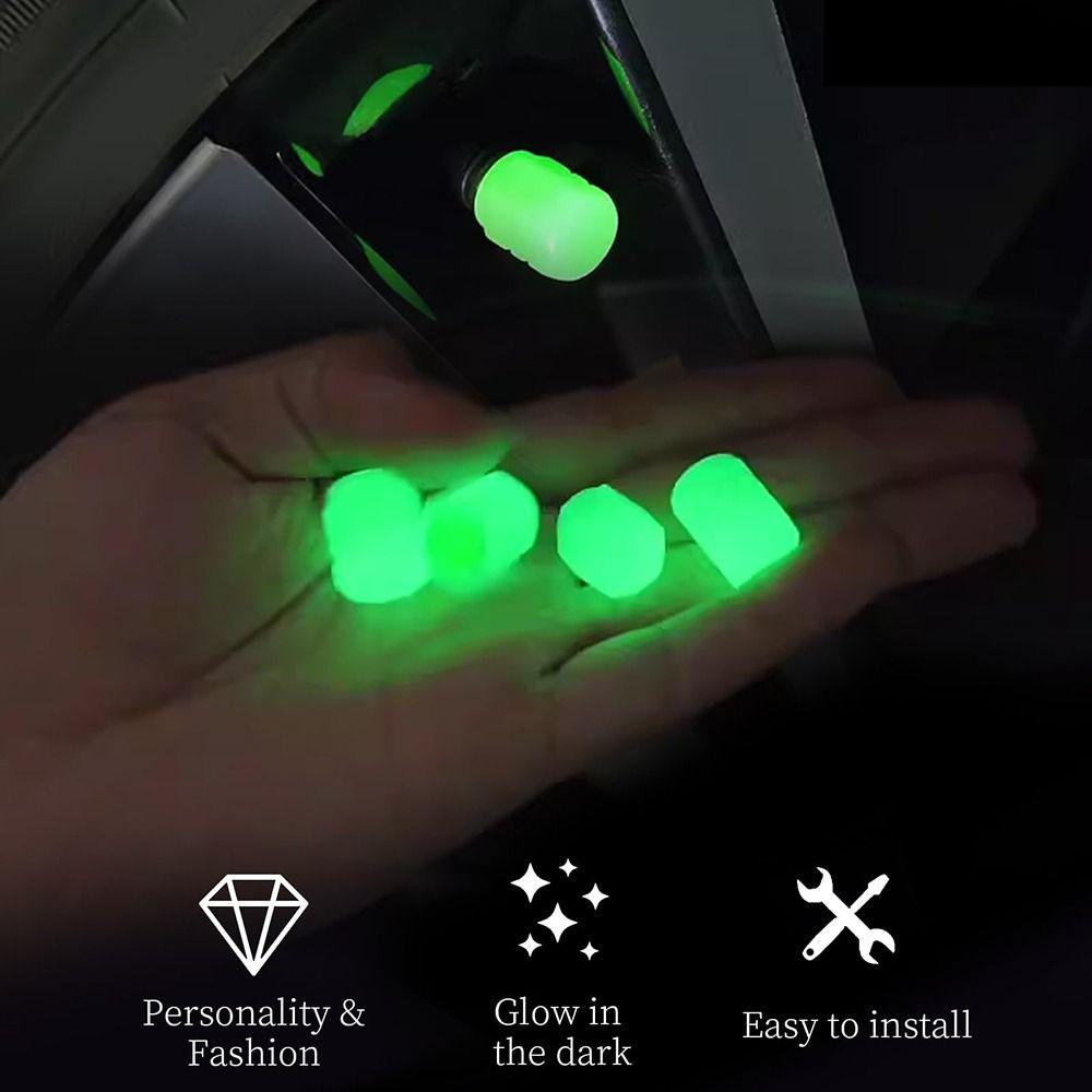 8Pcs Night Glowing Glowing Tire Valve Caps Self-luminous Light Valve Core Cover Bicycle Wheel