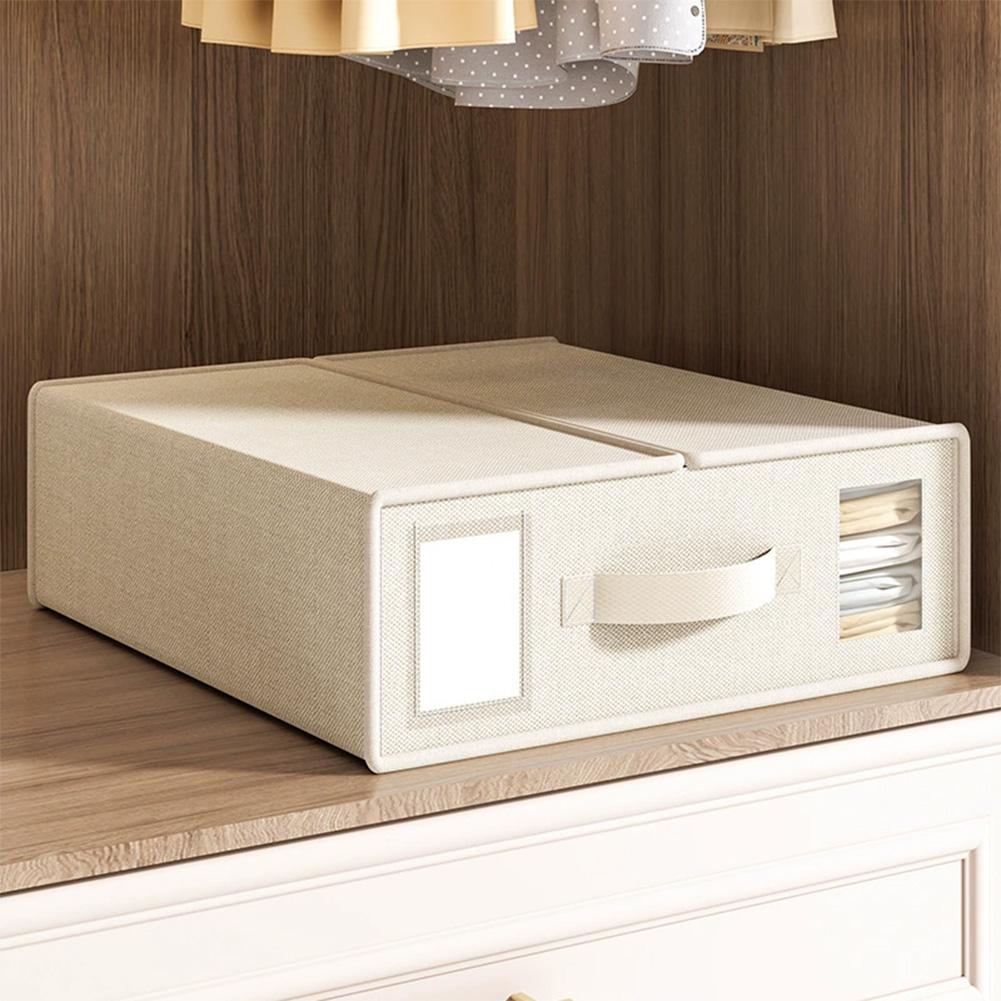 Non-Woven Blanket Quilt Storage Box with Lid Household Wardrobe Organizer Wear Resist Quilt Cover Organizer Box for Space Saving