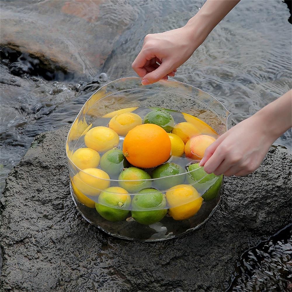 Outdoor Portable Foldable Bucket Transparent PVC Round Bucket Large Capacity Travel Camping Water Storage Bucket Fishing Tank