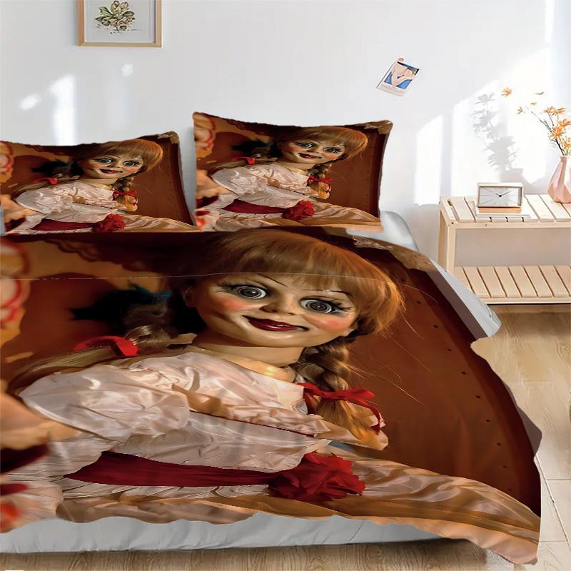 

3pcs Horror Doll Duvet Cover Set - Soft & Breathable Bedding, Includes 1 Duvet Cover and 1/2 Pillowcases (No Insert) yy251107154 135x200cm
