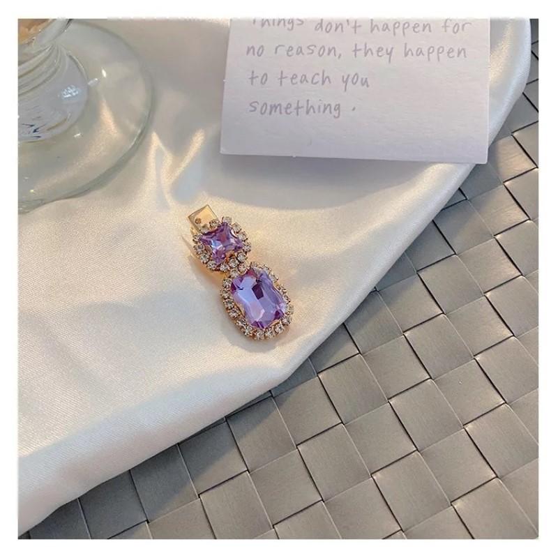 New Women Girls Luxury Purple Crystal Barrettes Sweet Hair Ornament Clips Elegant Hairpins Headband Fashion Hair Accessories