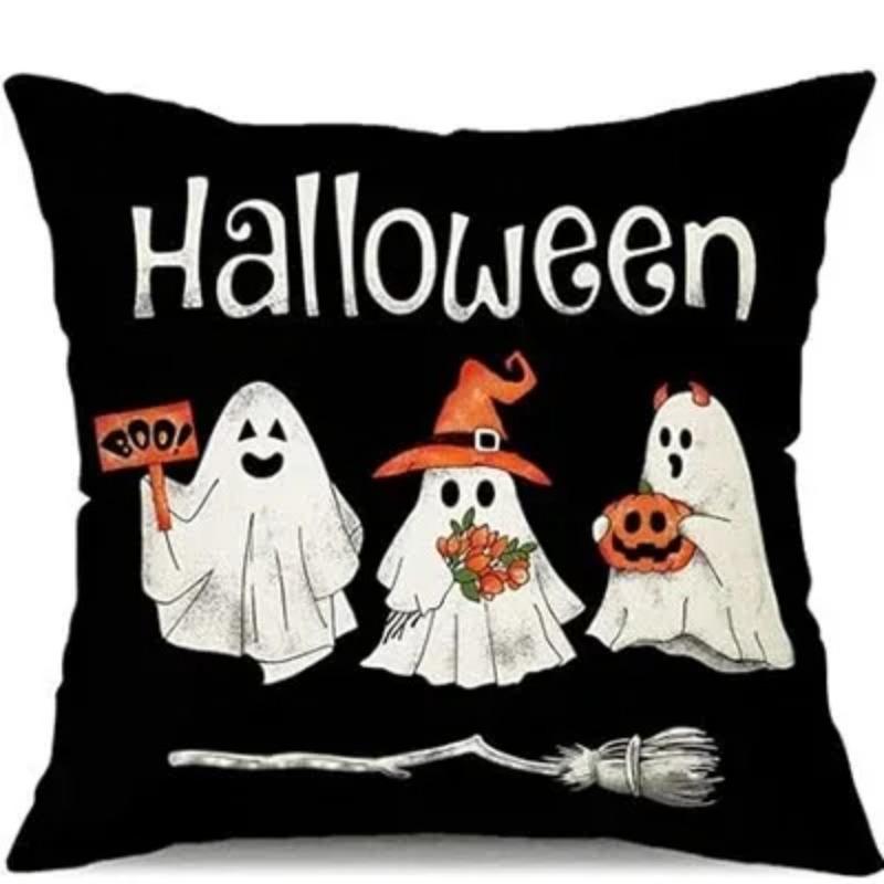 

Декоративная наволочка для подушки на Хэллоуин Черно-белая тыква-призрак Декоративная наволочка для подушки на открытом воздухе Декоративный диван-кровать 60x60cm