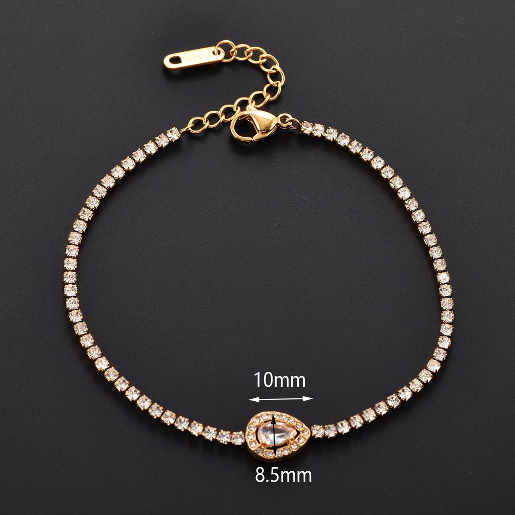 2mm Sparkly Stainless Steel Cubic Zirconia Tennis Bracelet for Women Rhinestone Charms Hand Chain Crystal Bangle Metal Jewelry