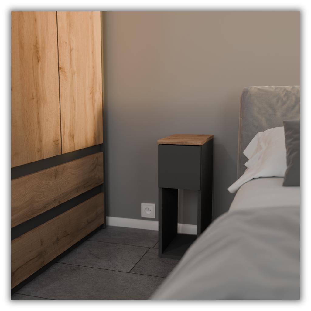 Comodino Stretto Rovere Grigio Wotan 20 Cm Tavolino Da Comodino Per Camera Da Letto Loft
