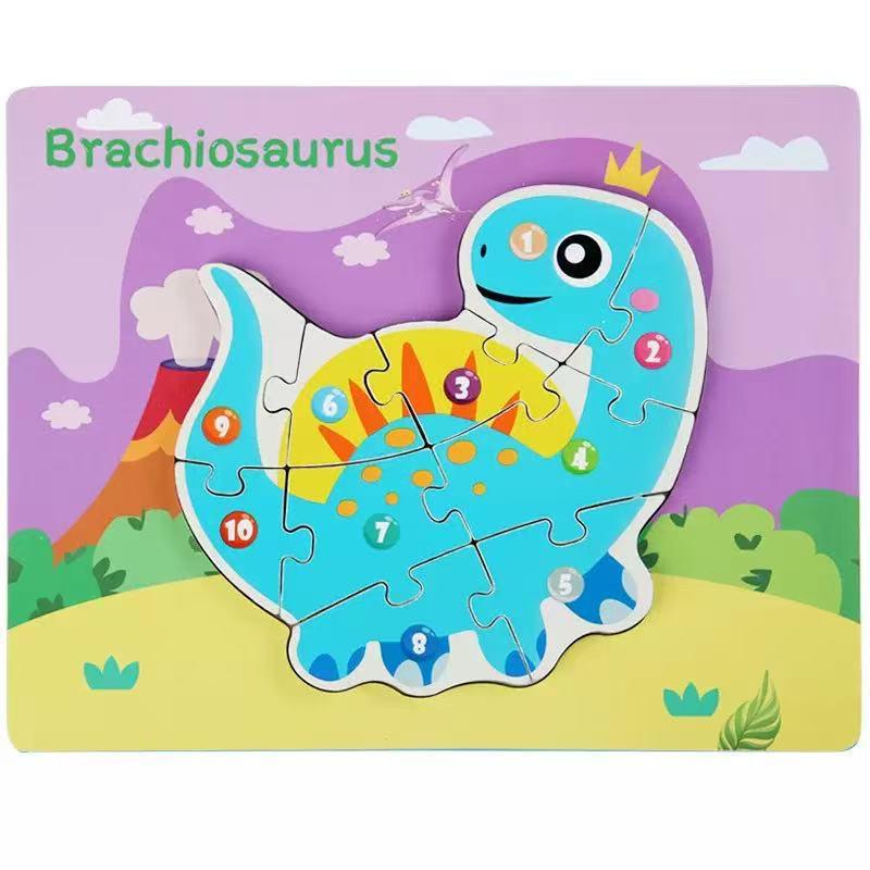 Children's 3D Wooden Number Puzzle: Educational Animal & Vehicle Board Toy