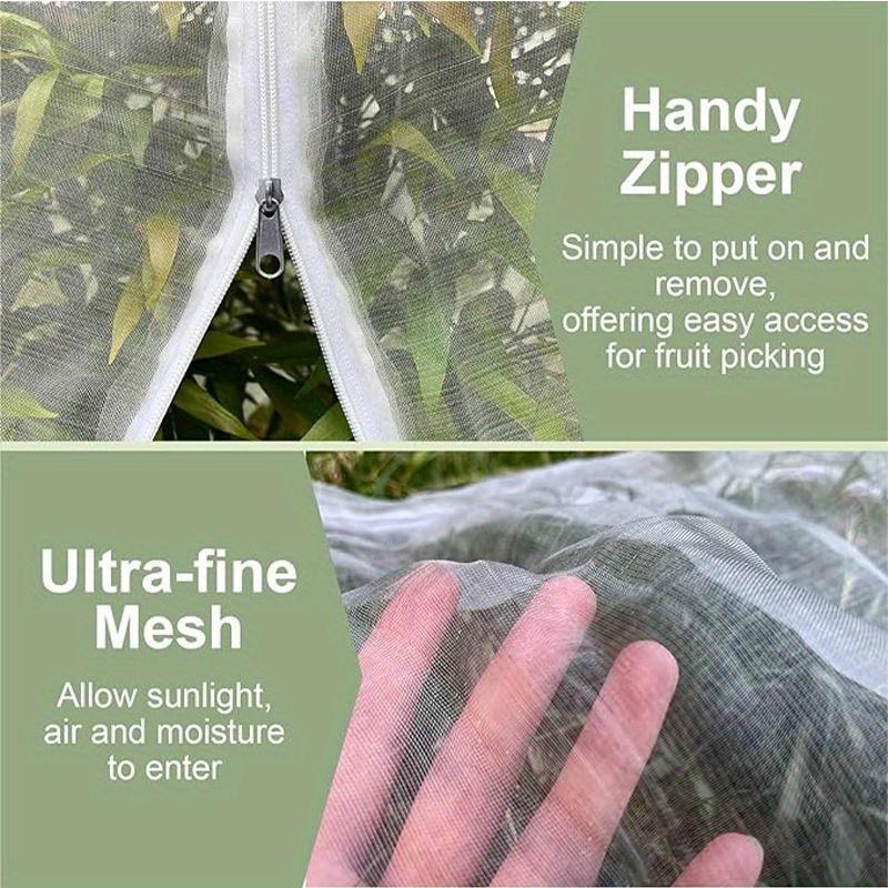 Fruit Tree Netting Covers with Zipper & Drawstring Closure, Heavy-Duty PE Proof Net, Garden Protection Netting for Fruit Trees