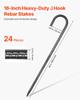 16-Inch 24 Pack Rebar Stakes Heavy Duty J Hook Galvanized Ground Anchors