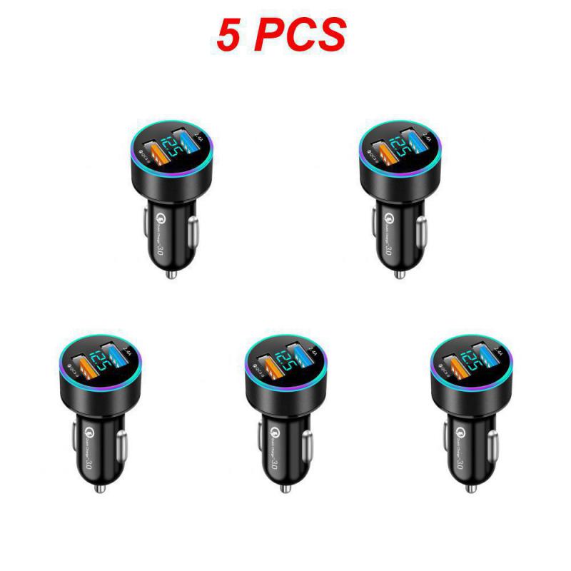 1~5PCS Car Charger Dual Usb Digital Display Universal Multifunctional Portable Car Accessories Car Charger Adapter