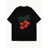 Oversized T Shirt Black Tomato Print With Cherry Tomatoes And Text For Casual Wear