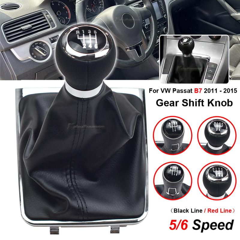 New Durable Car-Styling 5 / 6 Speed Gear Stick Lever Shift Knob With PU Leather Boot For VW Passat B7 2011 2012 2013 2014 2015
