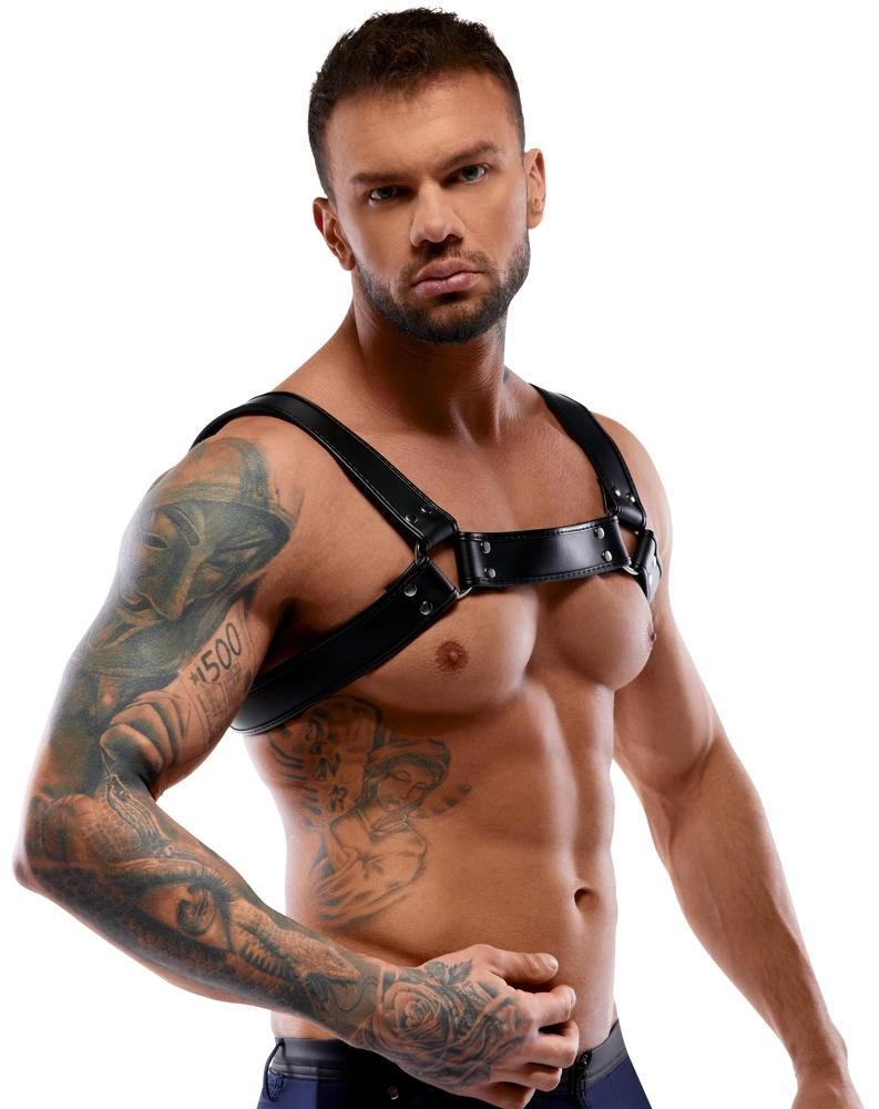 ZADO - Adjustable Men's Leather Suspenders Black