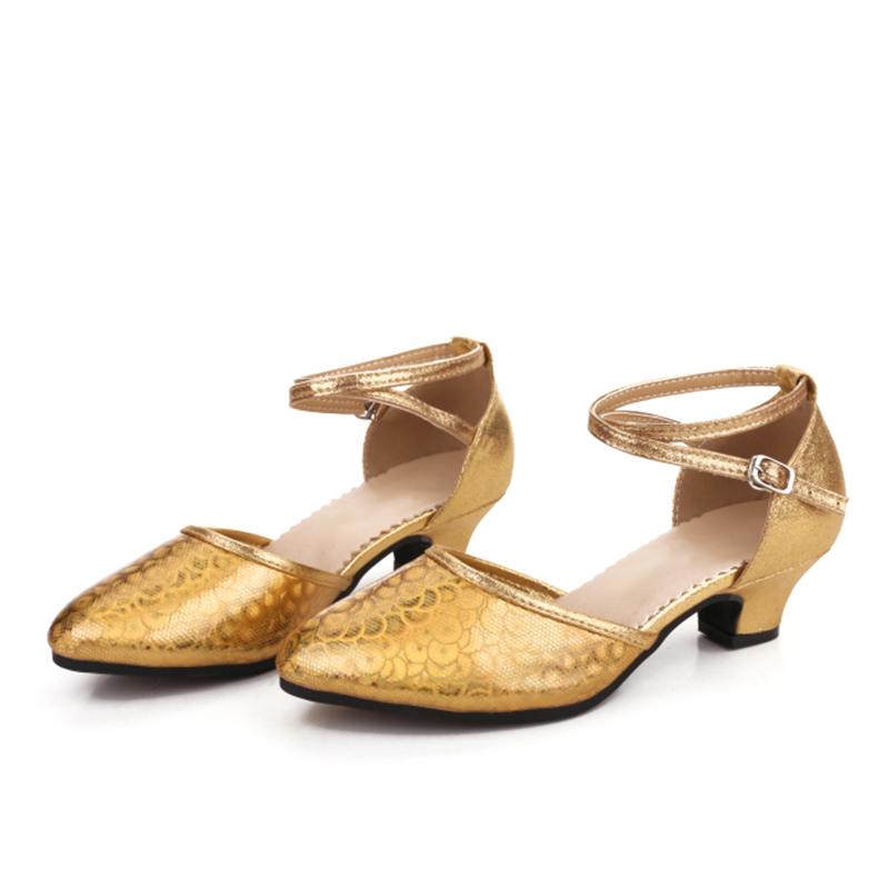 Women Girls Latin Ballroom Party Dance Shoes Tango Waltz Soft Sole Sandals Salsa Closed Toe Dance Shoes Heeled 5.5cm