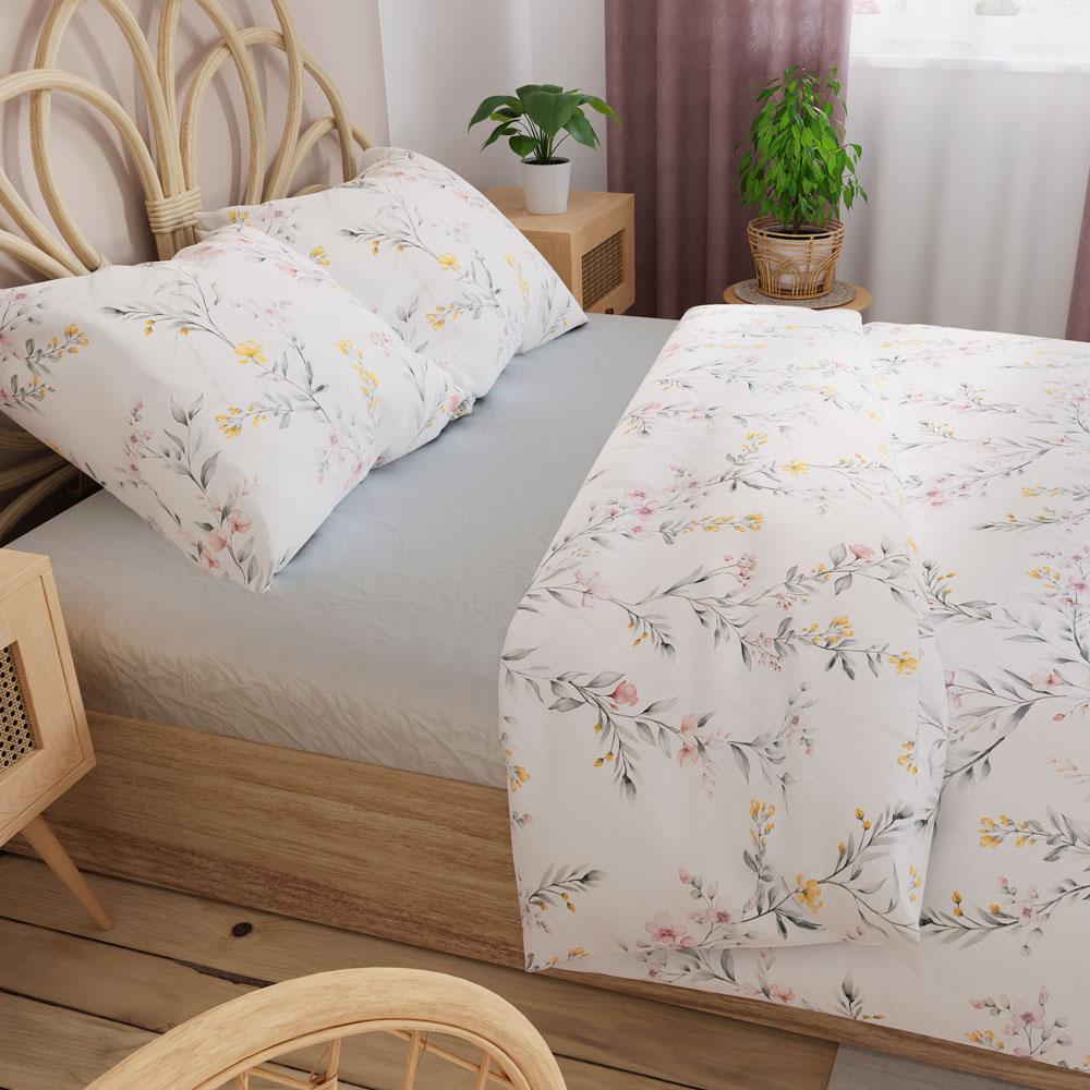ZOE bedding set 220x200 cm - satin cotton, subtle floral pattern
