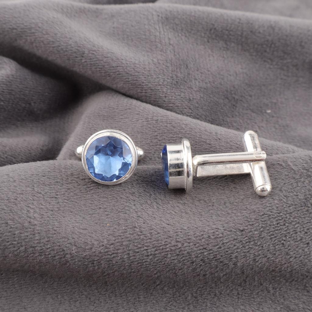 Tansanitt Edelstein 925 Sterlingsølv Håndlagde Mansjettknapper 0.50" Gave Til Far CL-4-12