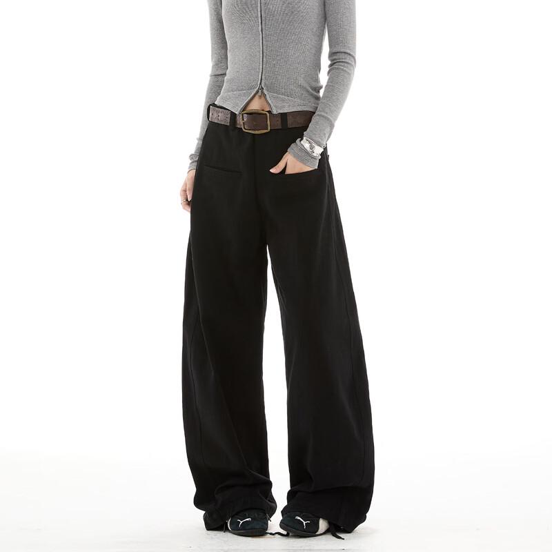 

ICH MODE Women s American Retro Wide-Leg Straight Casual Pants L