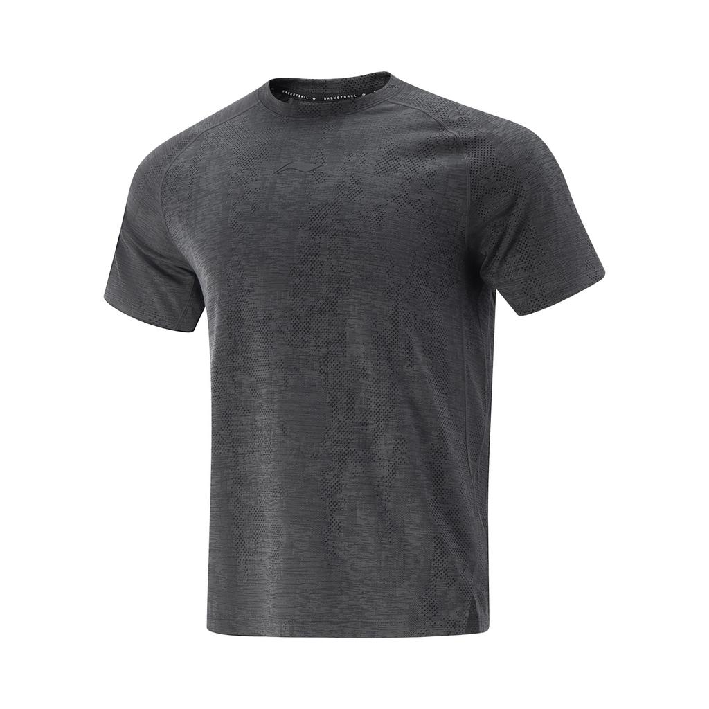 Li Ning Basketball Series Solid Color Round Neck Comfortable Breathable Versatile Short Sleeve T-Shirt Men T-Shirts Black Mixed-Color ATSV159-1