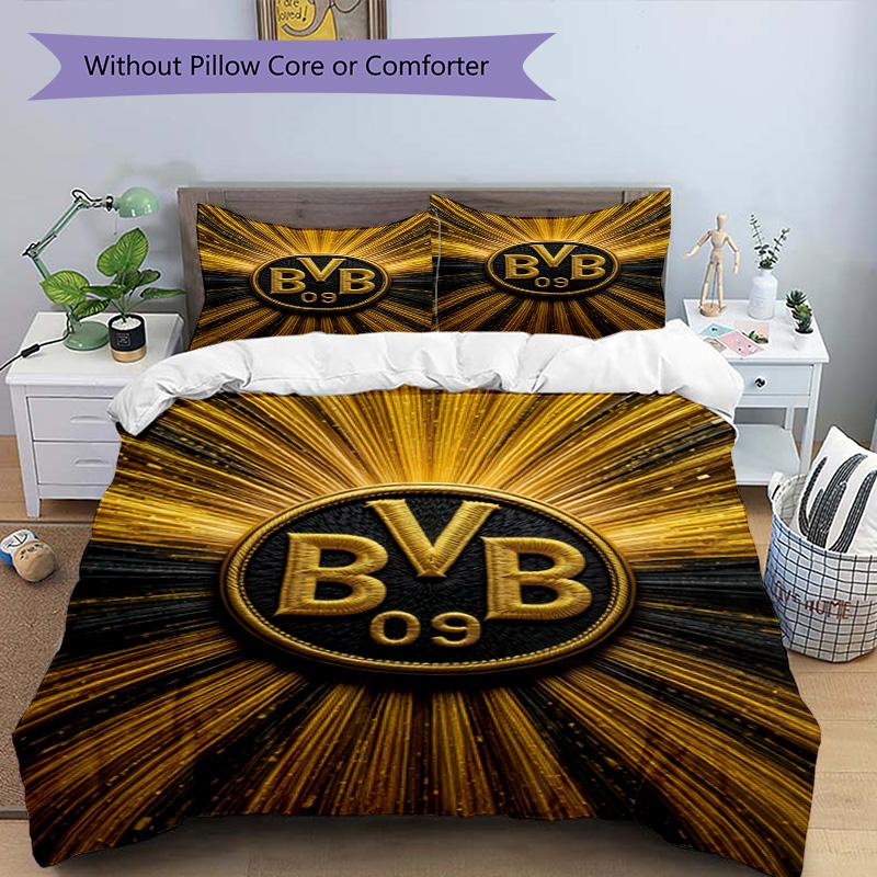 3-teiliges Bettbezug-Set (1 * Bettbezug + 2 * Kissenbezug, ohne Kern), Borussia Dortmund Print Bettwäsche-Set, Schlafzimmer-Dekoration, Ganzjahres, Geburtstagsgeschenk