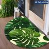 1Pcs Tropical Fern Semi Circle Welcome Doormat Non-Slip for Outdoor Patio Porch Kitchen Bathroom Entryway Floor Mat