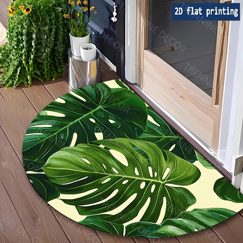 1Pcs Tropical Fern Semi Circle Welcome Doormat Non-Slip for Outdoor Patio Porch Kitchen Bathroom Entryway Floor Mat