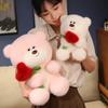 Cartoon Bear Holding Rose Plush Toy Soft Stuffed Bear Doll Home Decoration Romantic Valentine's Day Gift for Lover High Quality