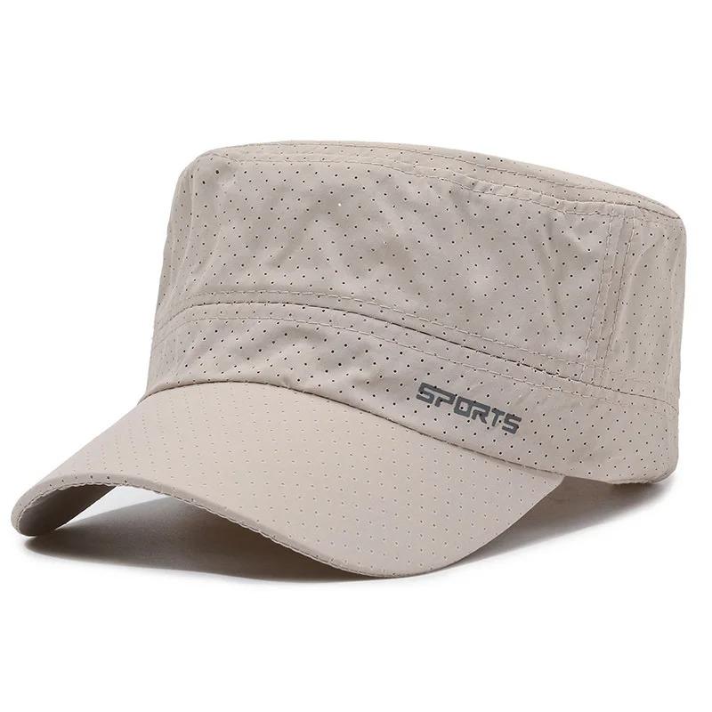 Letnie czapki przeciwsłoneczne z siateczki szybkoschnące czapki wojskowe dla mężczyzn oddychające czapki z daszkiem czapka przeciwsłoneczna na zewnątrz czapka przeciwsłoneczne czapka do ćwiczeń czapka z płaską górą czapka chroniąca przed słońcem