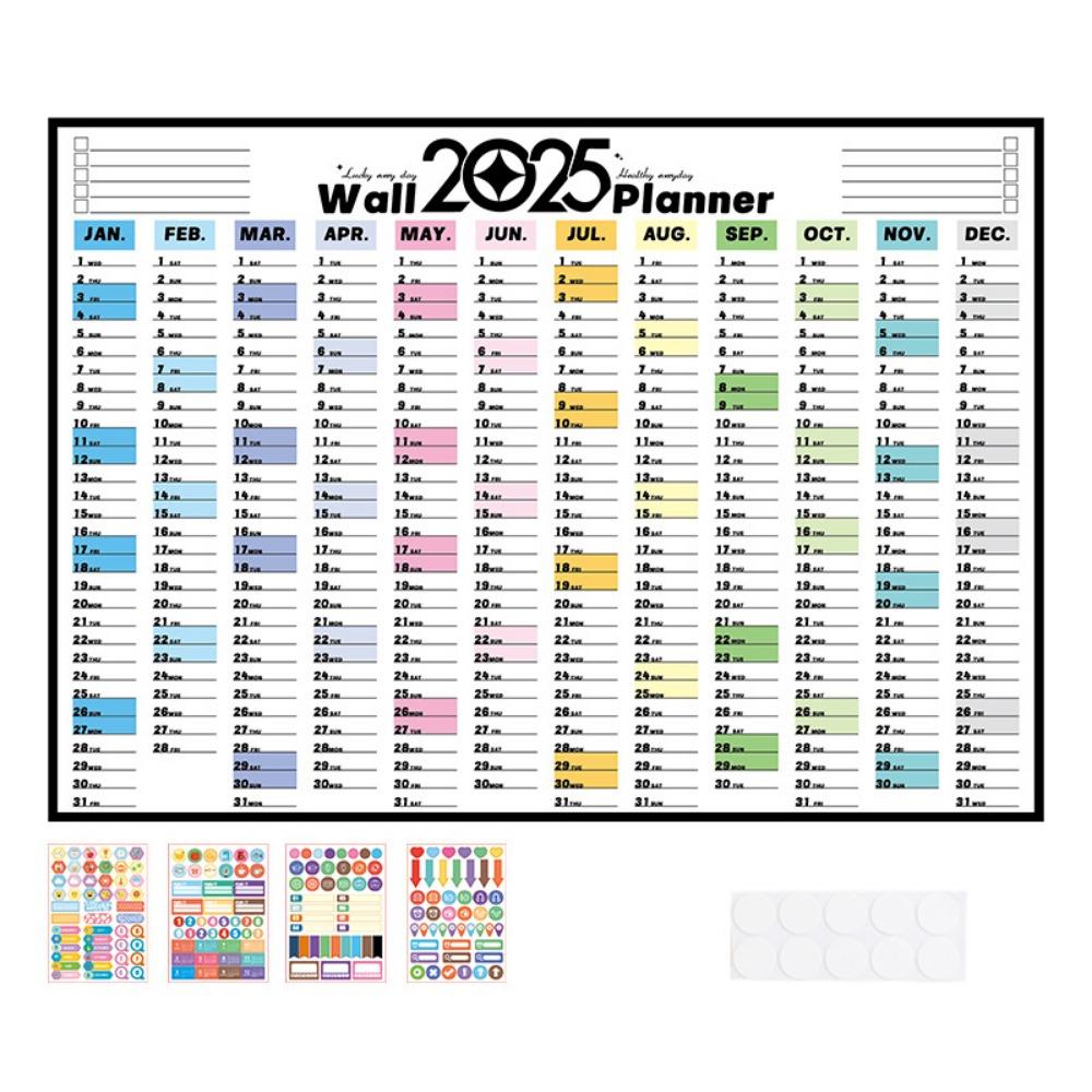 Foldable 2025 Calendar Planner Sheet Plastic Schedule Organizer  For School Office