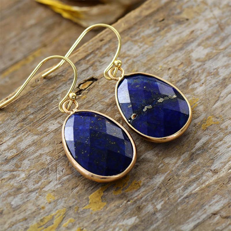 BLINGBAY Brincos com Pingente Feminino Novos Brincos Simples com Pingente de Pedra Natural Estilo Étnico Retro Acessórios Elegantes Joias Modernas Presentes Azul