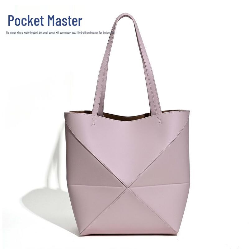 Douxiaozhu Puzzle Geometrická Deformovatelná Hovězí Kůže Skládací Tote Taška přes Rameno