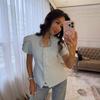 European and American Cross-border Women's Clothing 2026 Summer New Temperament Fashion Design Sense Lace Splicing Short-sleeved Shirt Suit Women