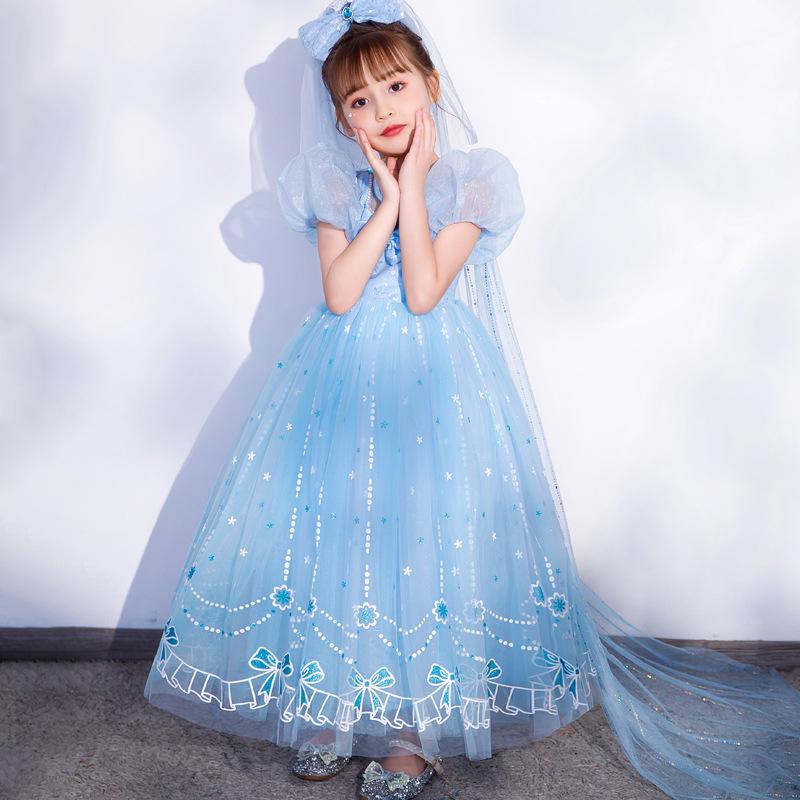 2025 Luminous Frozen 2 Elsa Princess Dress for Girls - Summer Birthday Gown 120cm