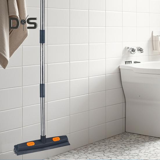 מטאטא לשיער חיות מחמד 2 ב-1 עם ידית ארוכה עם מגב מברשת קלת משקל להסרת פרווה אחיזה ארגונומית מברשת ניקוי רב-משטחית