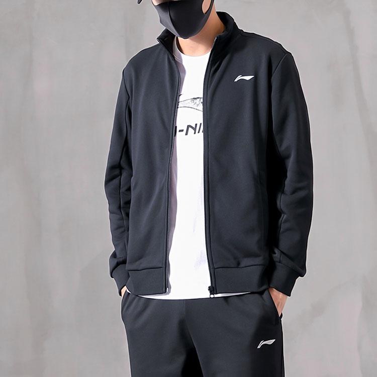 Li Ning Logo Casual Sports Solid Color Zip Jacket Men jackets Black AWDPA03-2
