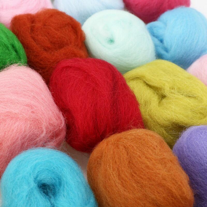 Multi Color Wool Felt Fibre for DIY Doll Needle Felting Wool Hand Spinning Needlework Raw Wool Roving
