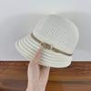 Belt Buckle Decoration Fisherman Hat Women's New Water Bucket Hat Cotton Linen Knitted Summer Fisherman Hat