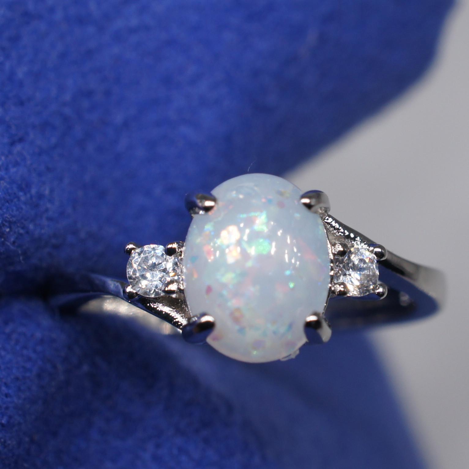 

Opal Rings for Women Couple Matching Fashion Jewelry Gemstone Rings Elegant Gift no. 5 белый