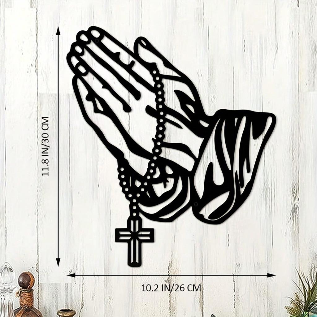 Metal Cross Wall Decor Religious Faith Sign Christian Art Home Ornament for Living Room Bedroom Office Easter Gift
