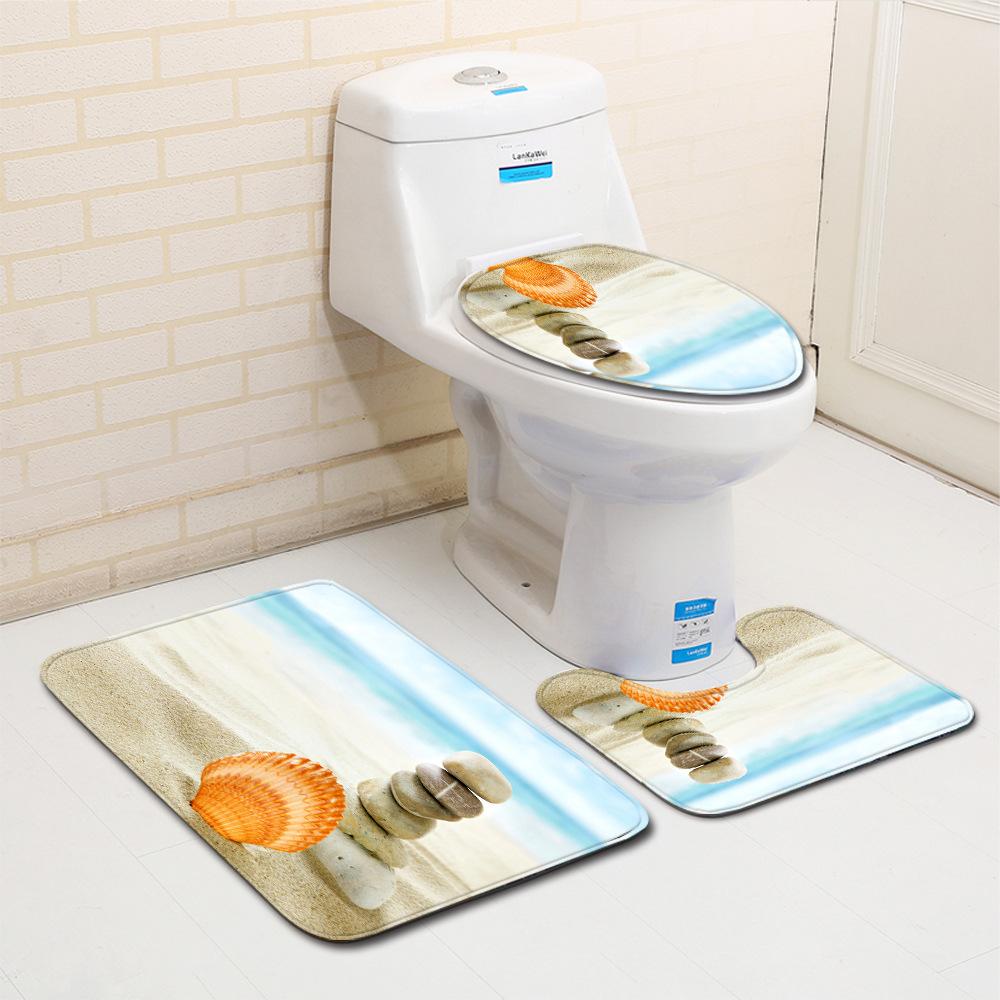 Shell Bathroom Floor Mat Toilet Three-Piece Set