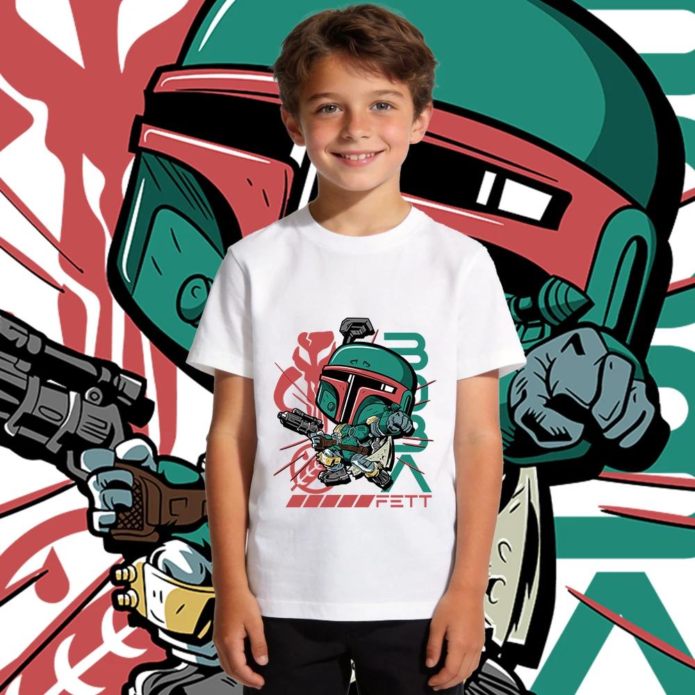 Star Wars Boba Fett Graphic Tee for Boys Casual Cotton Short Sleeve Kids T Shirt Soft Comfortable Toddler Fashion Top 110