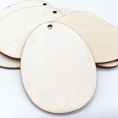 Easter Oval Wood Chip Crafts with Hemp Rope - DIY Handmade Wooden Pendant