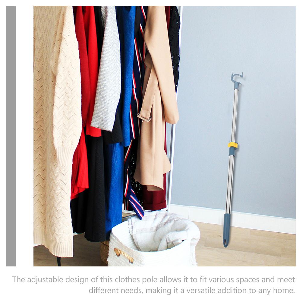 Bară de Susținere Umerașe de Haine, Stâlp Uscător de Rufe, Cârlig Retractabil, Aluminiu, Accesorii pentru Prosoape de Bebeluș