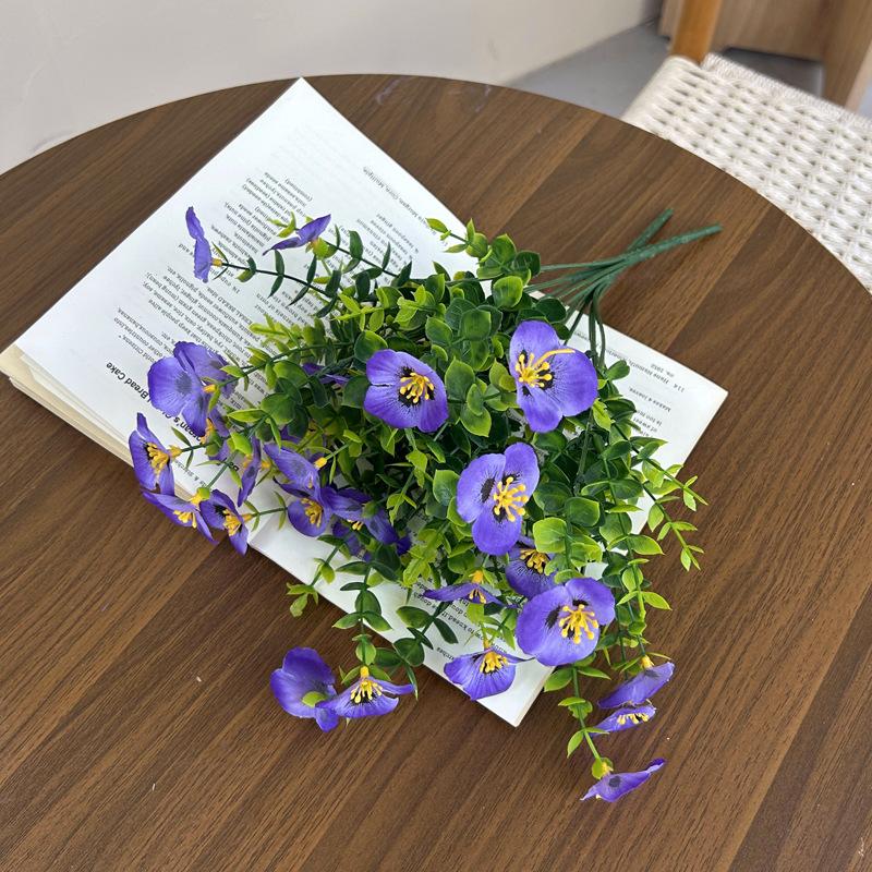 

Искусственные анютины глазки для дома и свадьбы Зеленое растение Искусственное украшение из цветов 1pc фиолетовый