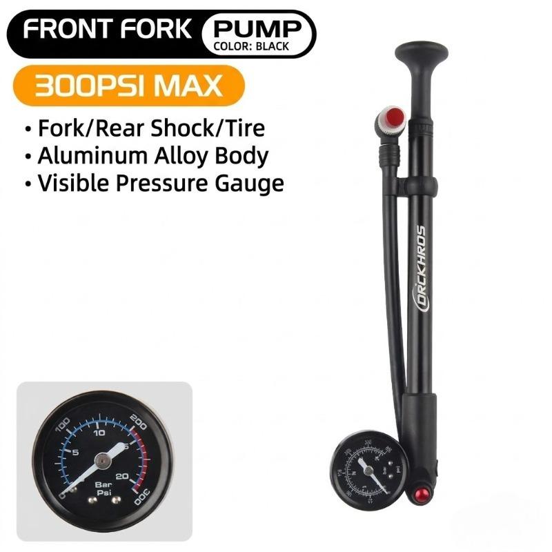 High Pressure Bicycle Pump 300PSI with Gauge Portable Shock Pump for Front Fork Rear Suspension Schrader Presta Valve MTB Road
