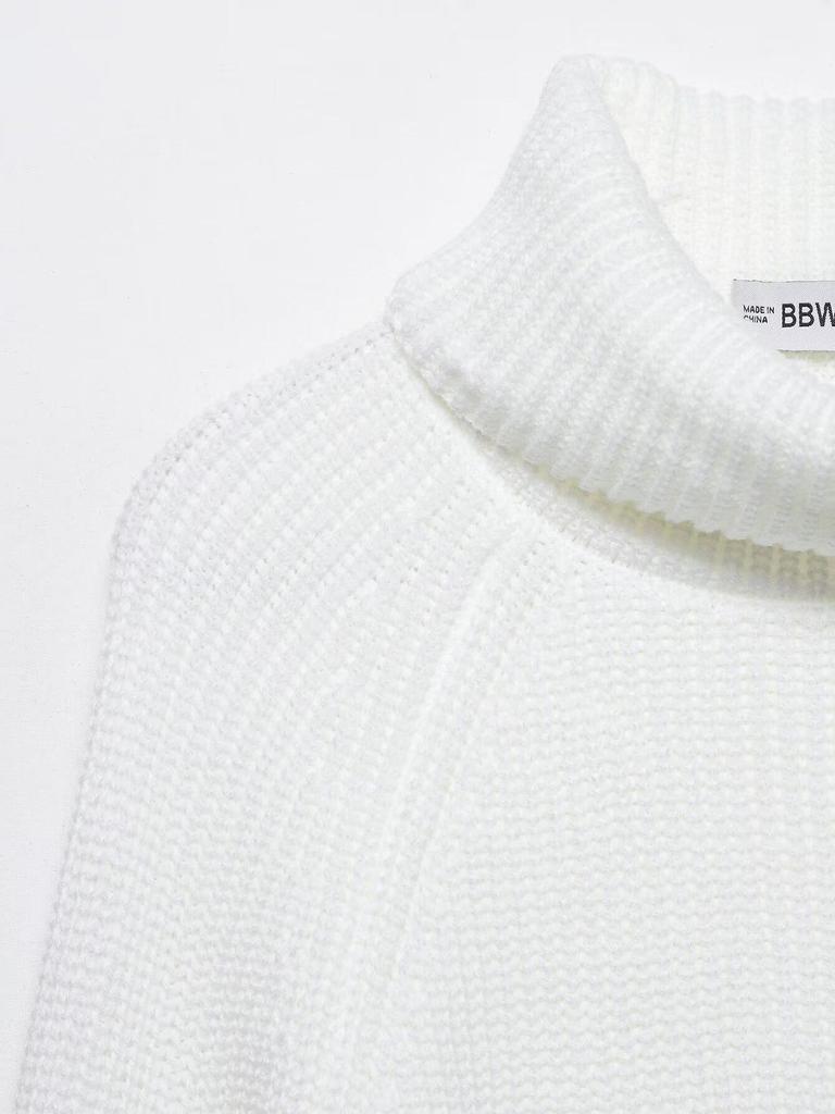 European & American Fashion Casual High Neck Slit Loose Knitwear
