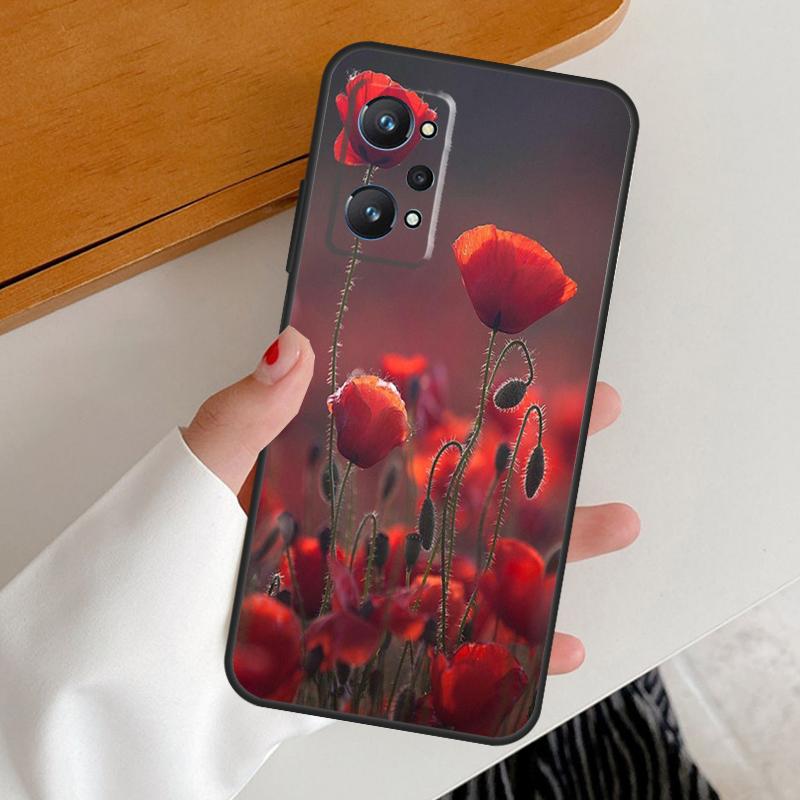 Red Corn Poppy Flower For Realme 15 Pro GT7 GT6 10 11 12 13 14 Pro Plus C67 C63 C61 C55 C51 C53 C35 C75 C65 Case