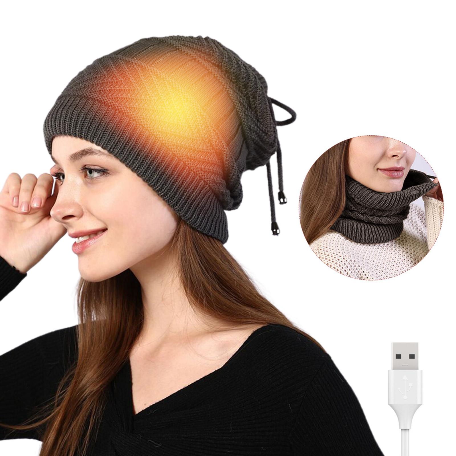 

Electric Heating Hat Electric Warm Heated Hat USB Electric Heating Hat Warm Heated Hat Outdoor Knitted Heated Hat Scarf сірий